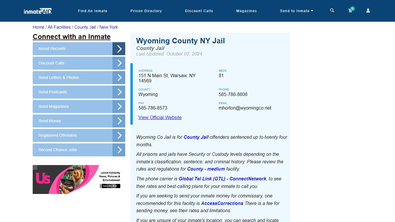 Wyoming County NY Jail - Inmate Locator