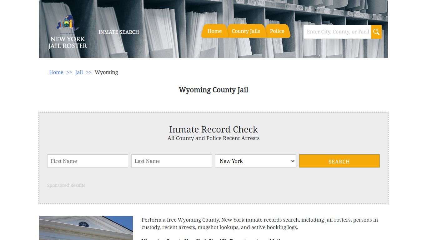 Wyoming County Jail - Jail Roster Search